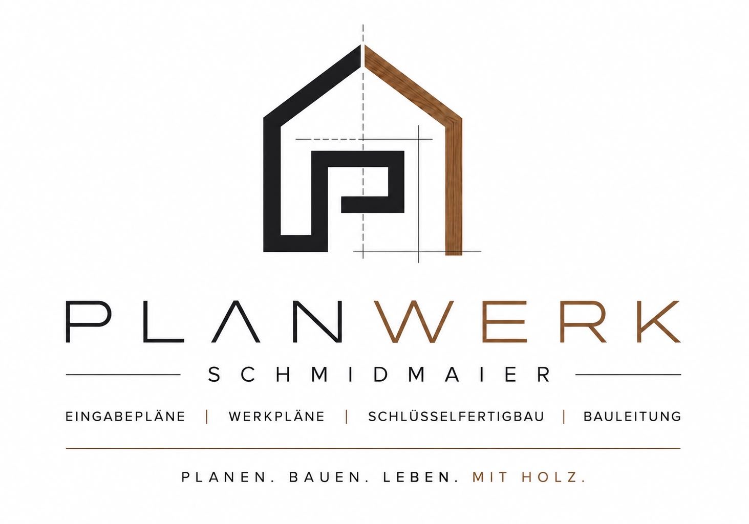 Logo von Planwerk Schmidmaier mit Design- und Architektur-Elementen.